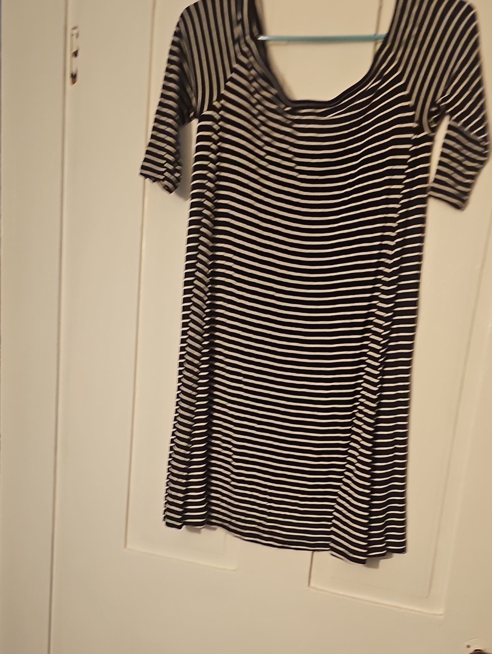 Old Navy Black and White Striped Scoop Neck Mini Dress
